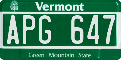 VT license plate APG647