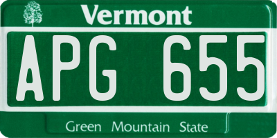 VT license plate APG655