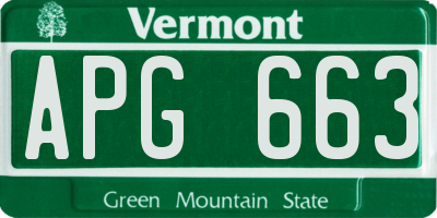 VT license plate APG663