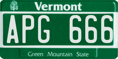 VT license plate APG666