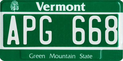 VT license plate APG668