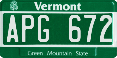 VT license plate APG672