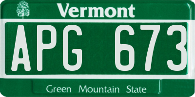 VT license plate APG673
