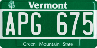 VT license plate APG675