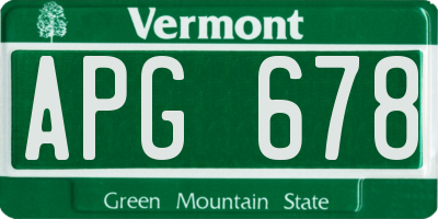 VT license plate APG678