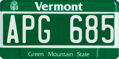 VT license plate APG685