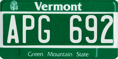 VT license plate APG692