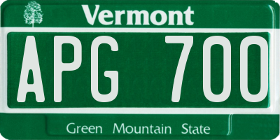VT license plate APG700