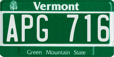 VT license plate APG716