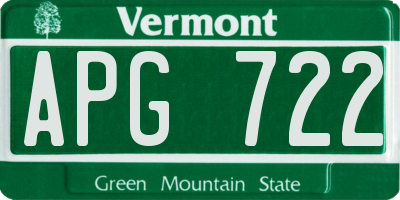 VT license plate APG722