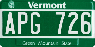 VT license plate APG726