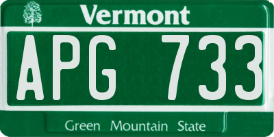 VT license plate APG733
