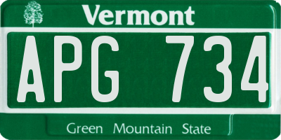 VT license plate APG734