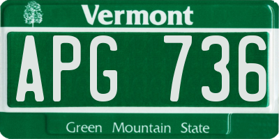 VT license plate APG736