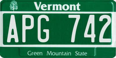 VT license plate APG742