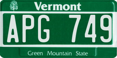 VT license plate APG749