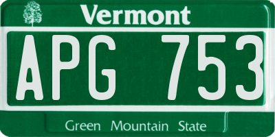 VT license plate APG753