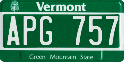 VT license plate APG757