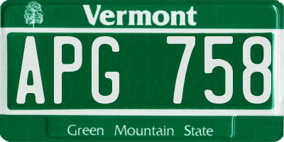 VT license plate APG758