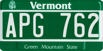 VT license plate APG762