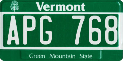VT license plate APG768