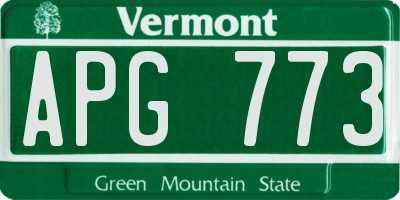 VT license plate APG773