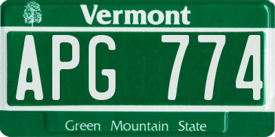 VT license plate APG774