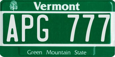 VT license plate APG777