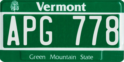 VT license plate APG778