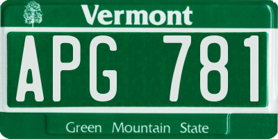 VT license plate APG781