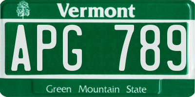 VT license plate APG789