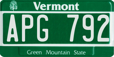 VT license plate APG792