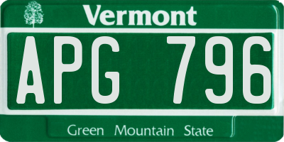 VT license plate APG796