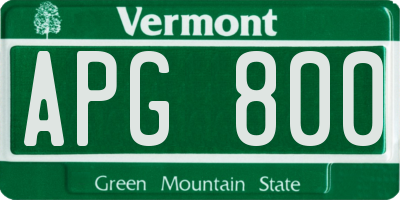 VT license plate APG800
