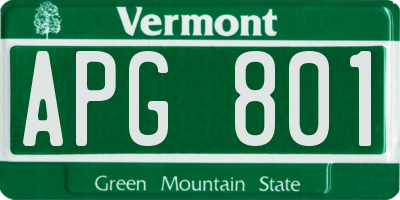 VT license plate APG801