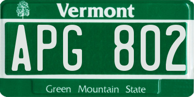 VT license plate APG802
