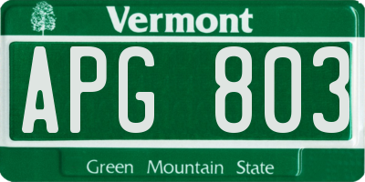 VT license plate APG803