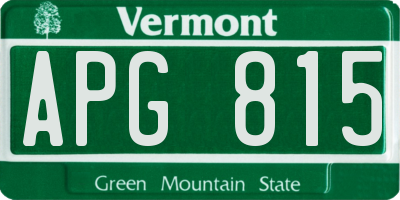 VT license plate APG815