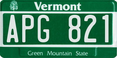 VT license plate APG821