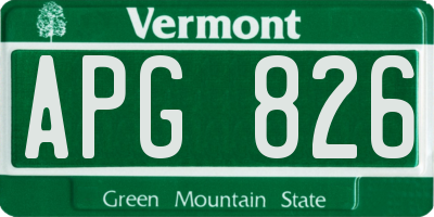 VT license plate APG826