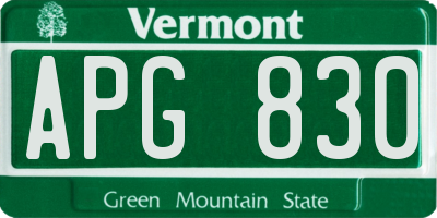 VT license plate APG830