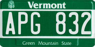 VT license plate APG832