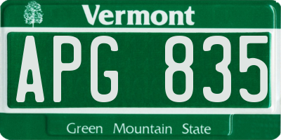VT license plate APG835