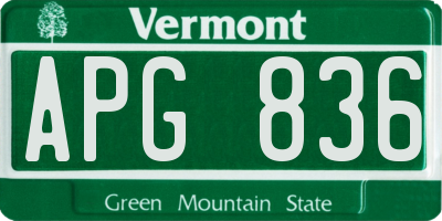 VT license plate APG836