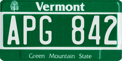 VT license plate APG842