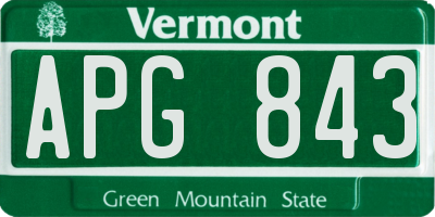 VT license plate APG843