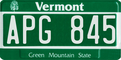 VT license plate APG845
