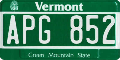 VT license plate APG852