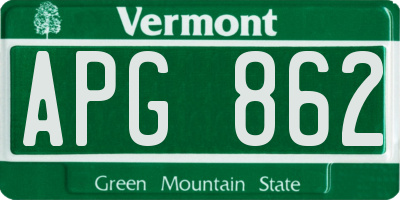 VT license plate APG862