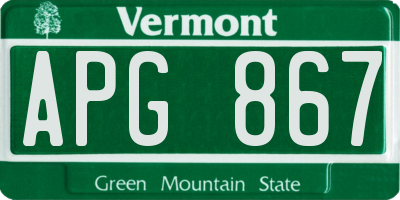 VT license plate APG867